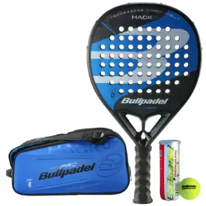 BULLPADEL HACK 03 CTR 2023 PADEL RACKET + BPP-22012-1 Hack Padel Bag + 3 Padel Balls