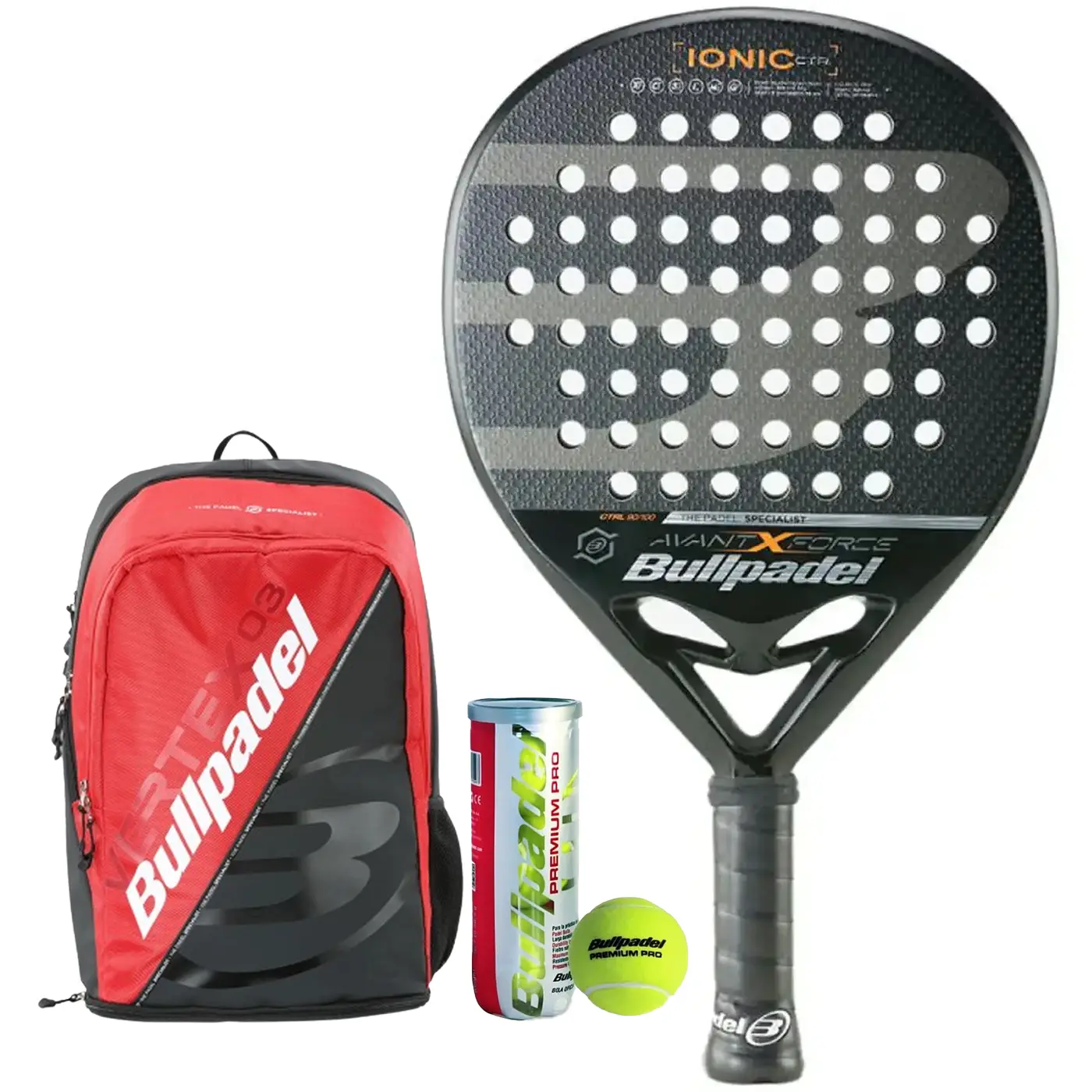 BULLPADEL IONIC CONTROL 2022 Padel Racket + VERTEX Padel Backpack + 3 Padel Ball BULLPADEL IONIC CONTROL 2022 Padel Racket + VERTEX Padel Backpack + 3 Padel Ball
