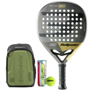 BULLPADEL IONIC CTR FIP 2023 Padel Racket + HACK Padel Backpack + 3 Padel Balls