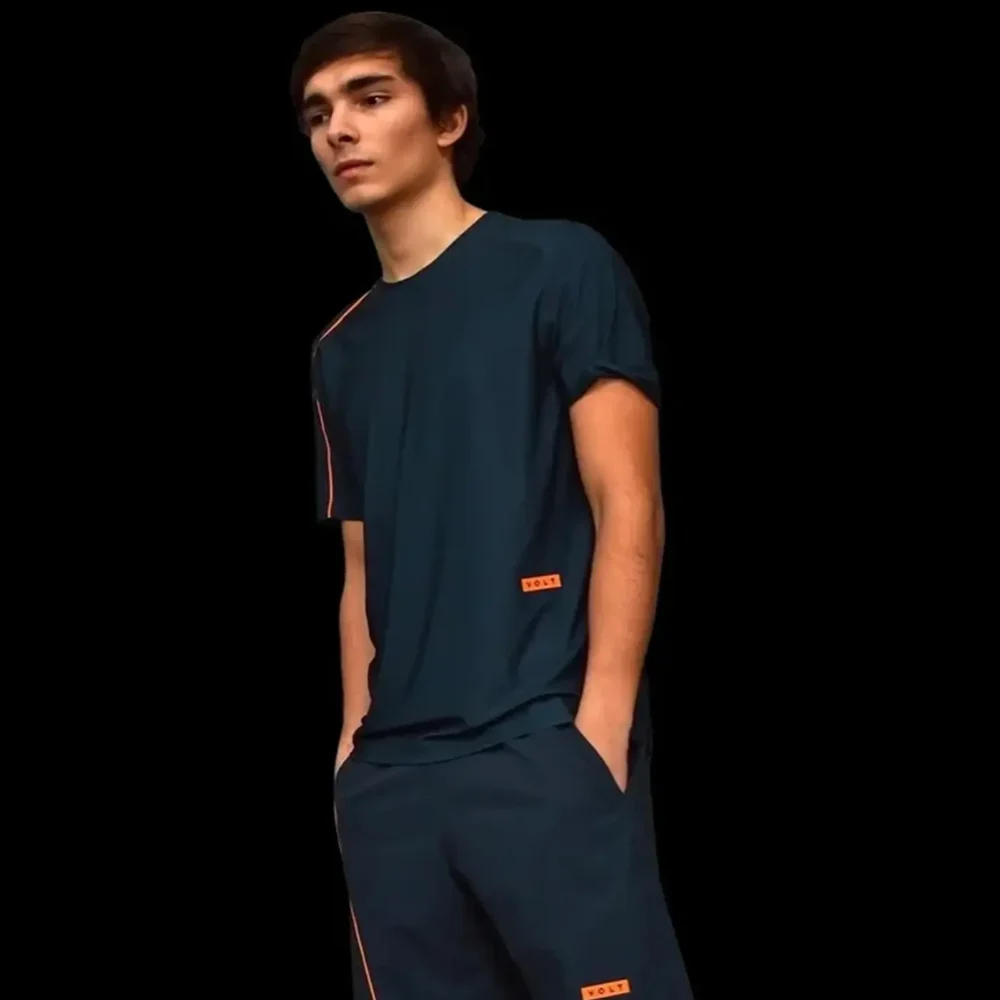 VOLT Performance Padel T-Shirt Blue Orange - Image 2